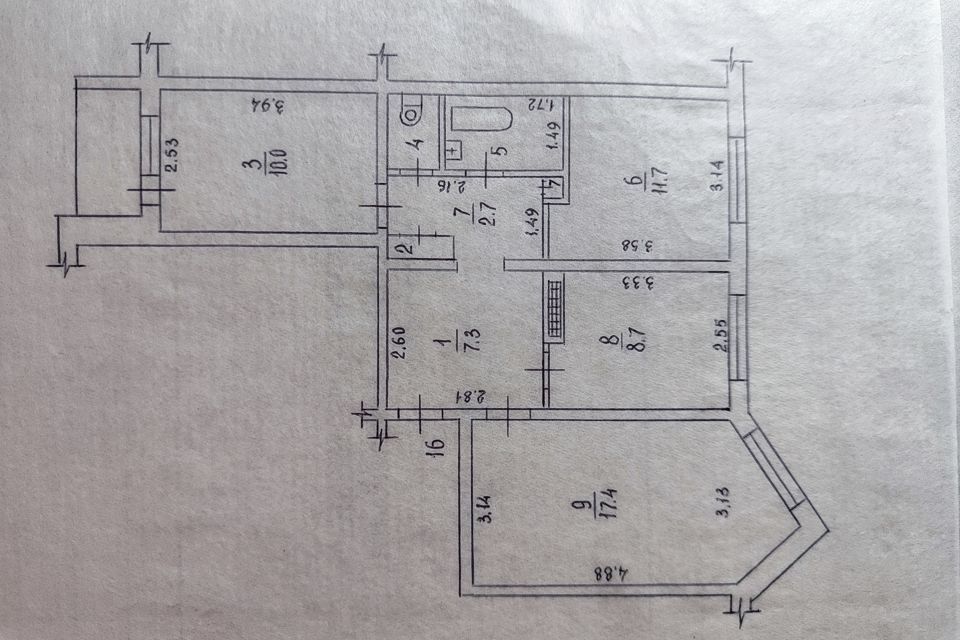 Продаётся 3-комнатная квартира, 64 м²