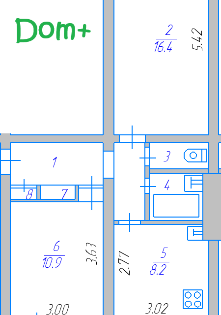 Продаётся 2-комнатная квартира, 48.1 м²