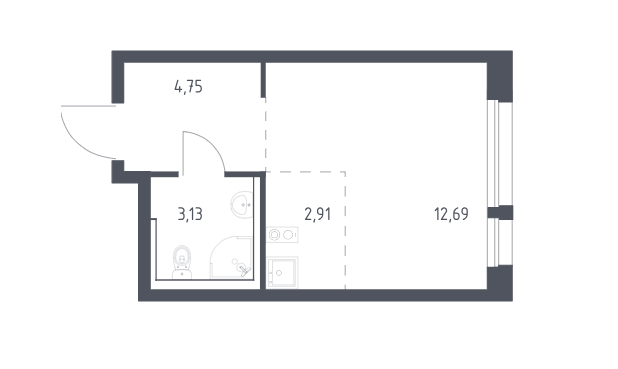 Продаётся студия, 23.5 м²