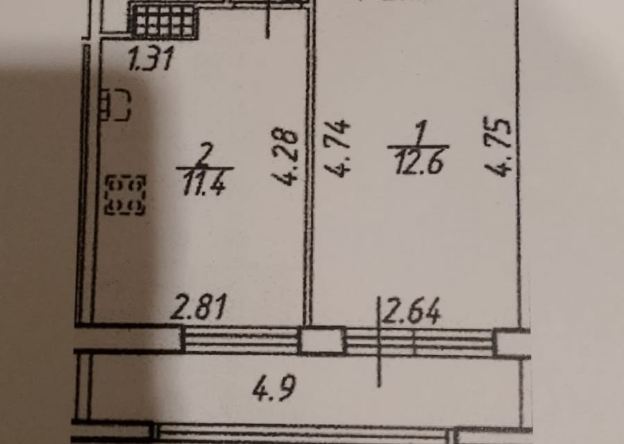 Сдаётся 1-комнатная квартира, 34 м²