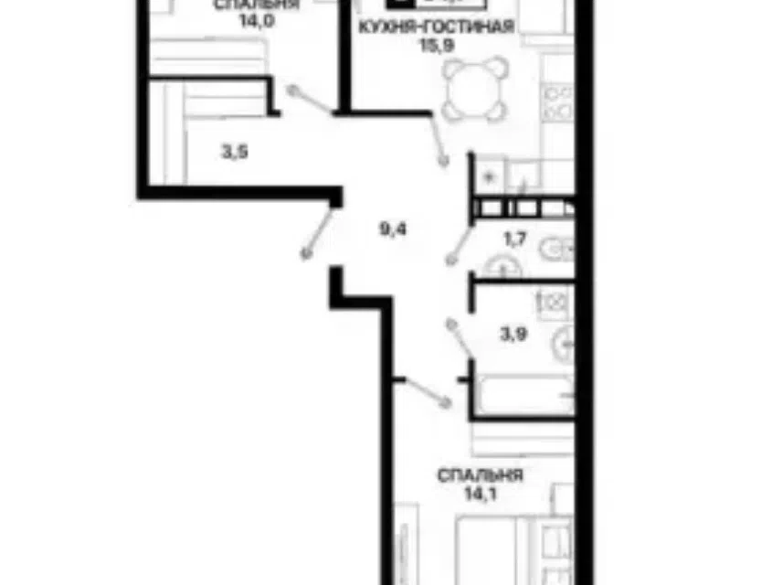 Продаётся 3-комнатная квартира, 64.7 м²