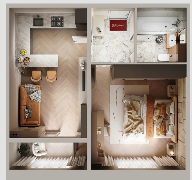 Продаётся 1-комнатная квартира, 49.2 м²