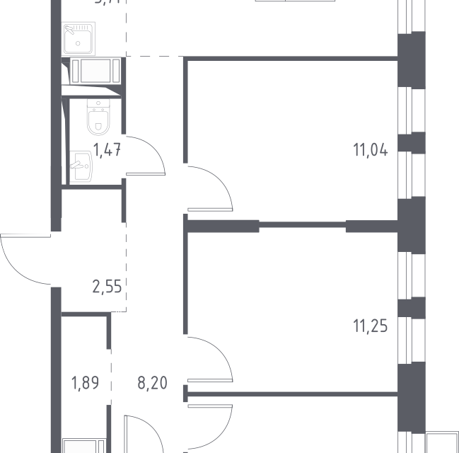 Продаётся 3-комнатная квартира, 70 м²