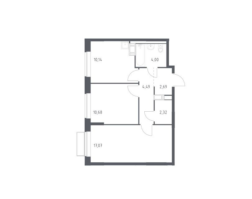 Продаётся 2-комнатная квартира, 51.4 м²