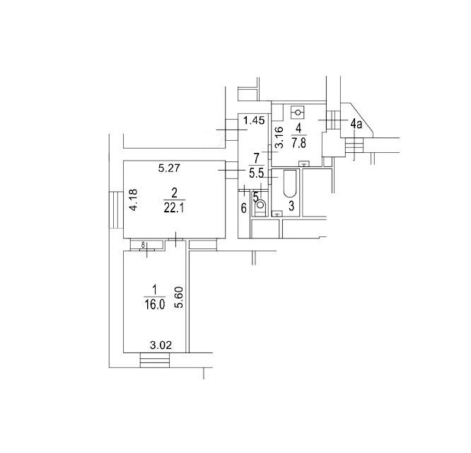 Продаётся 2-комнатная квартира, 57.9 м²