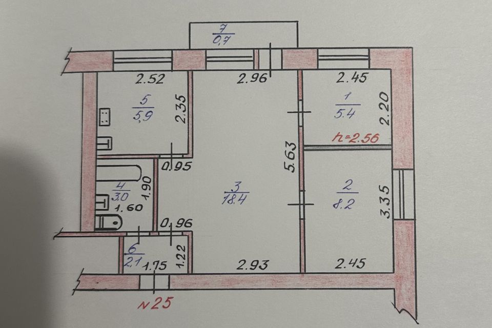 Продаётся 3-комнатная квартира, 43.7 м²