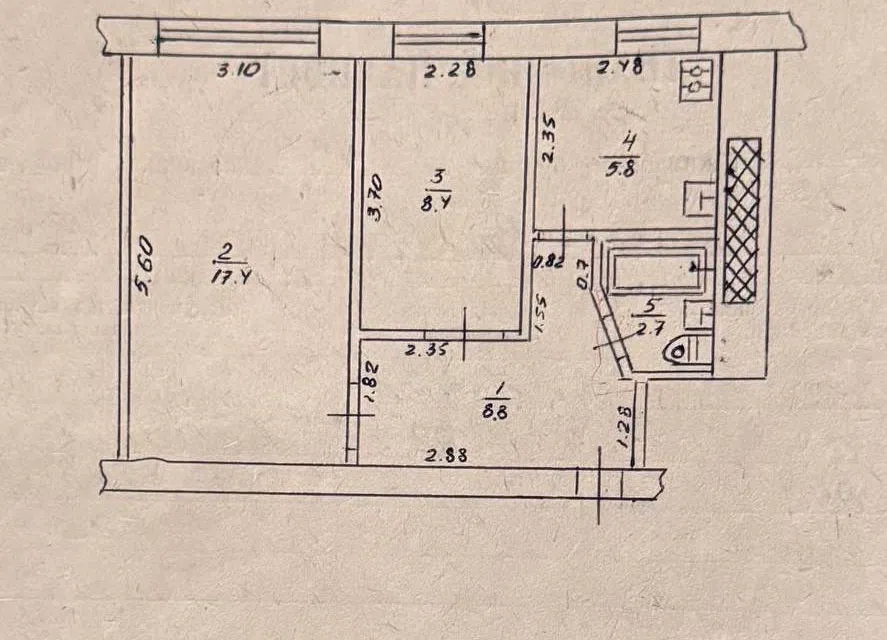 Продаётся 2-комнатная квартира, 43 м²