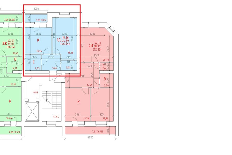 Продаётся 1-комнатная квартира, 45.1 м²
