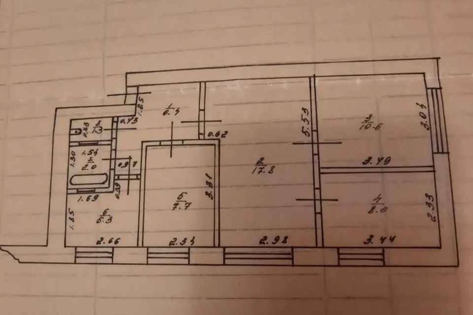 Продаётся 4-комнатная квартира, 59 м²