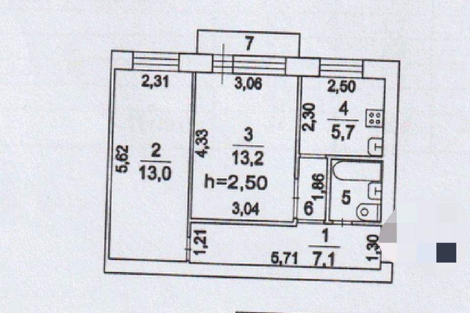 Продаётся 2-комнатная квартира, 43.4 м²