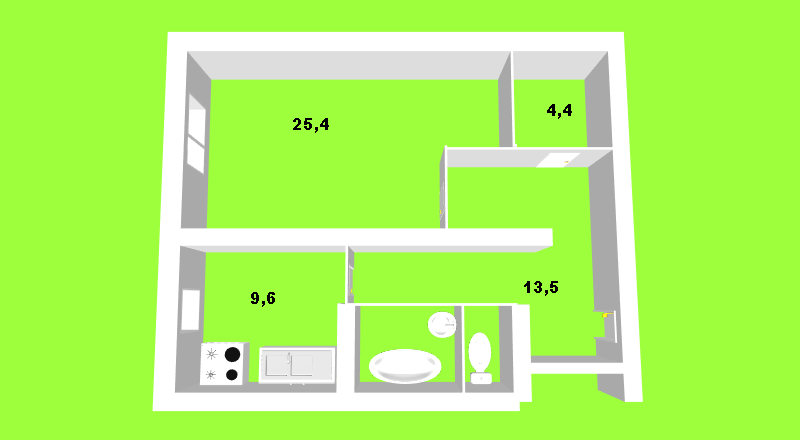 Продаётся 1-комнатная квартира, 57.7 м²