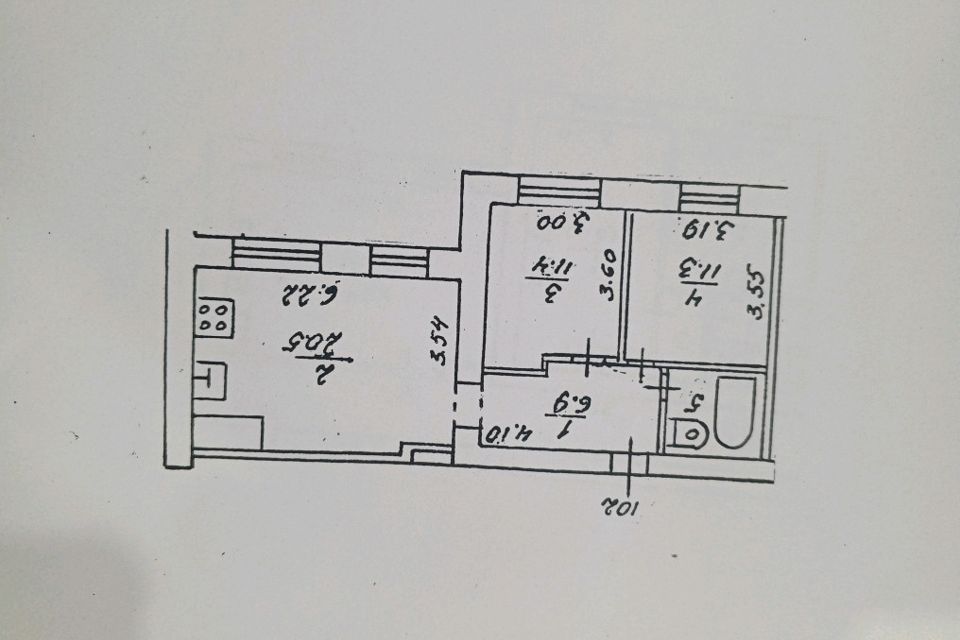 Продаётся 2-комнатная квартира, 53.8 м²