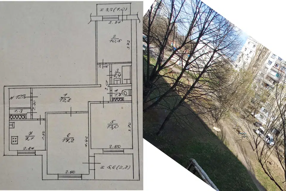 Продаётся 3-комнатная квартира, 70.32 м²