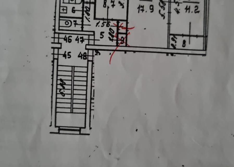 Продаётся 3-комнатная квартира, 53.9 м²