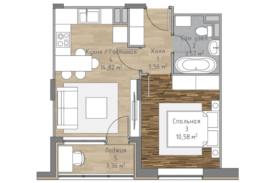 Продаётся 1-комнатная квартира, 32.3 м²