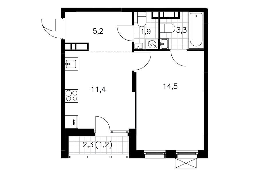 Продаётся 1-комнатная квартира, 37.5 м²