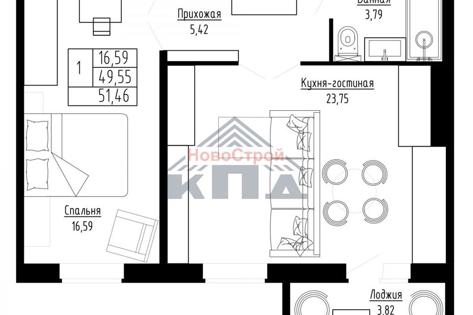 Продаётся 2-комнатная квартира, 67 м²