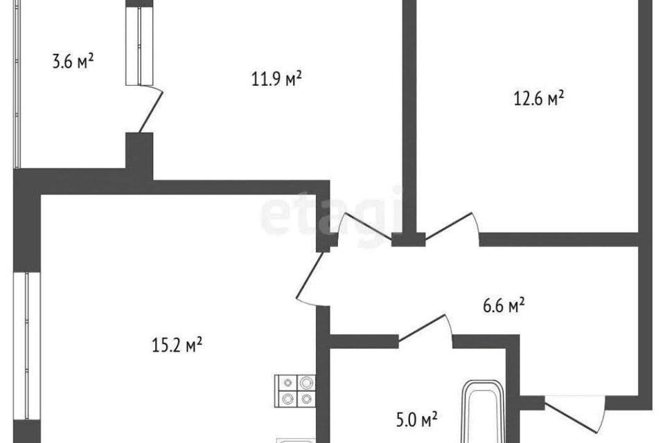 Продаётся 2-комнатная квартира, 50 м²