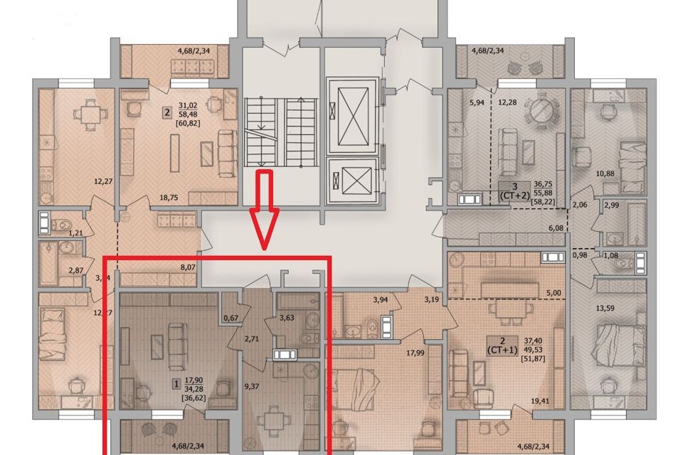 Продаётся 1-комнатная квартира, 34.2 м²