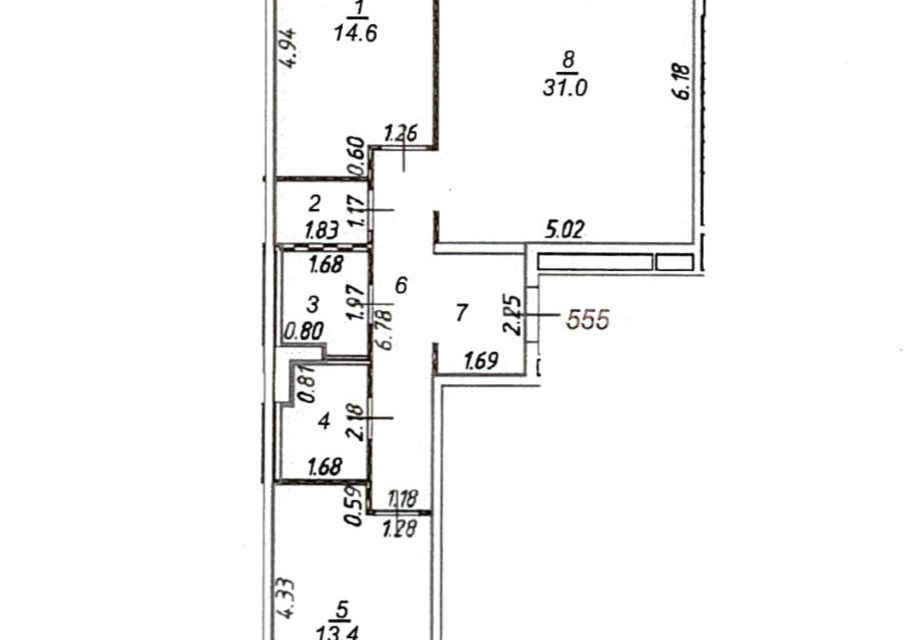 Продаётся 3-комнатная квартира, 78.6 м²