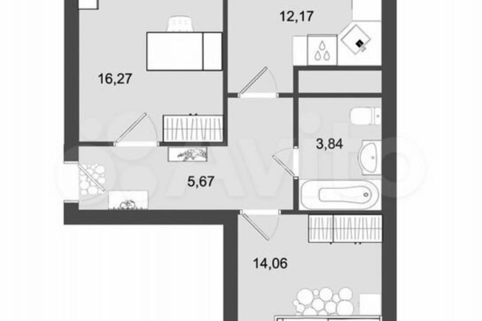 Продаётся 2-комнатная квартира, 54.7 м²