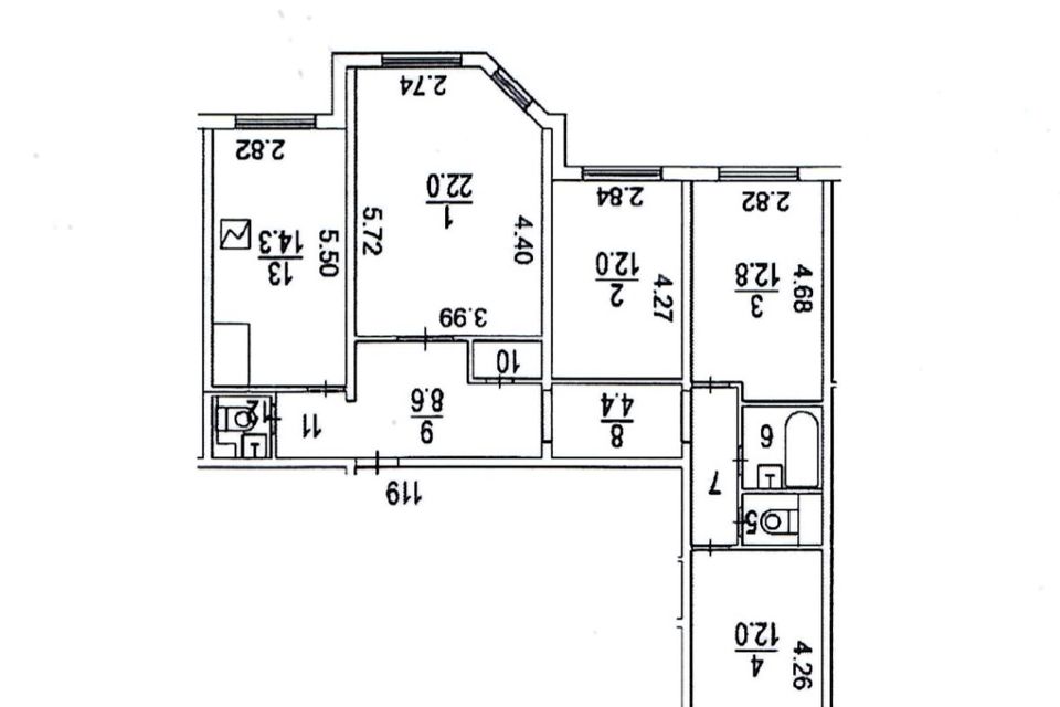 Продаётся 4-комнатная квартира, 97.9 м²