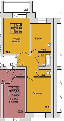 Продаётся 2-комнатная квартира, 60 м²
