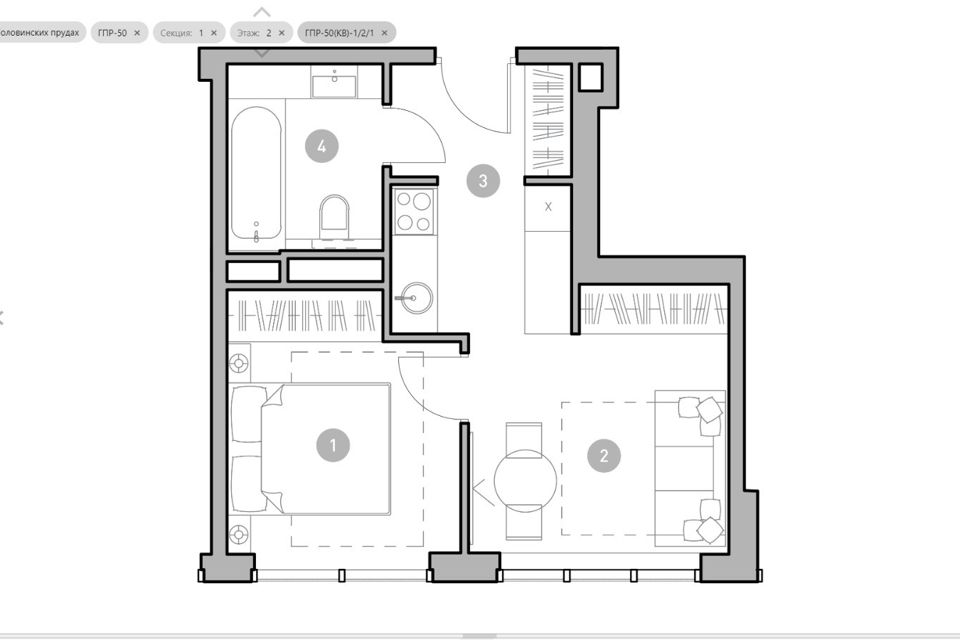 Продаётся 2-комнатная квартира, 32.9 м²