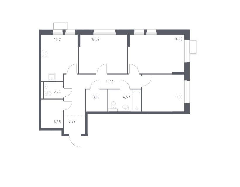 Продаётся 3-комнатная квартира, 78.45 м²