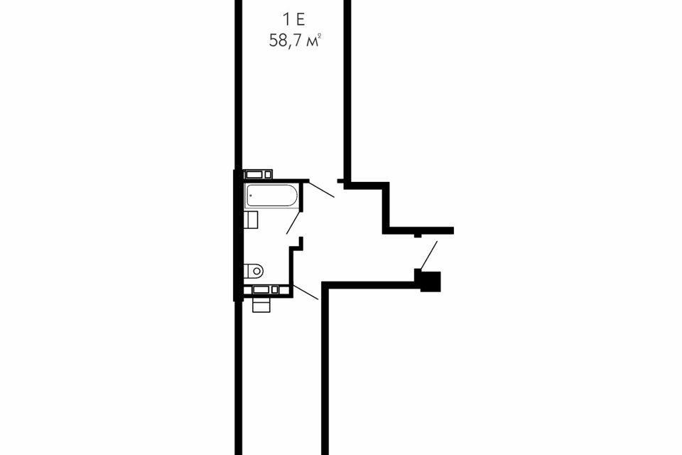 Продаётся 1-комнатная квартира, 58.7 м²