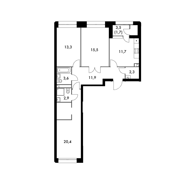 Продаётся 3-комнатная квартира, 83.8 м²