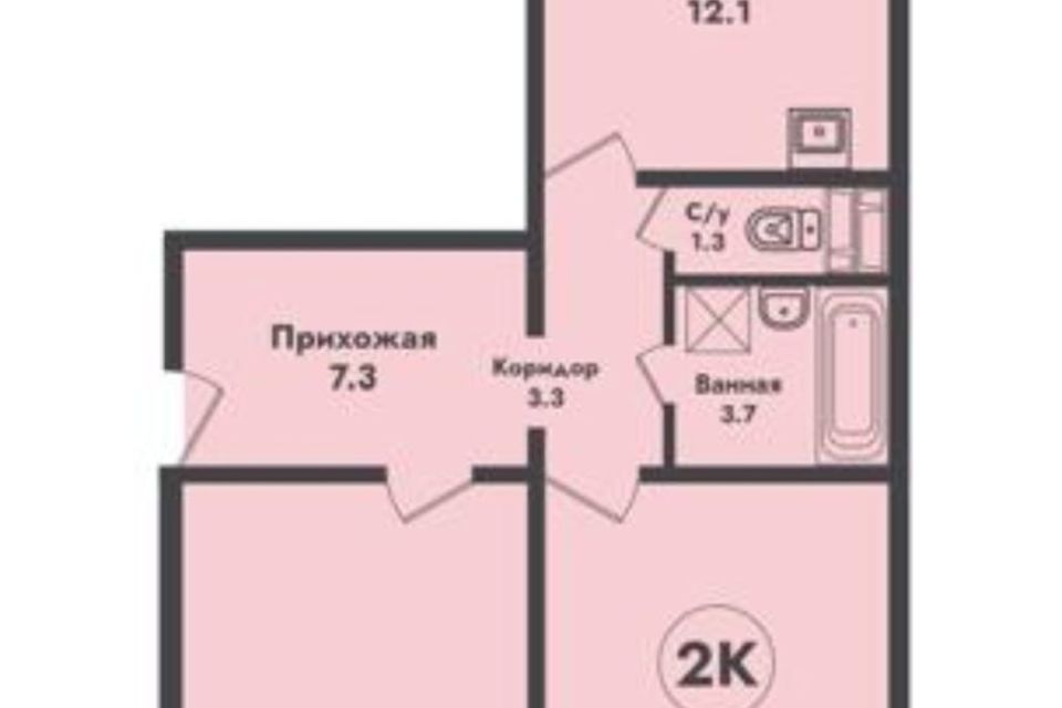 Продаётся 2-комнатная квартира, 67.4 м²
