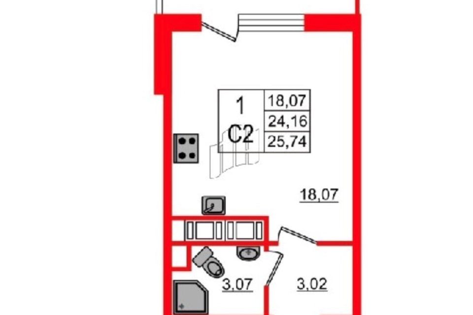 Продаётся студия, 25 м²