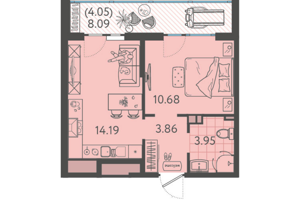 Продаётся 1-комнатная квартира, 32.5 м²