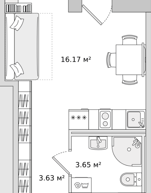 Продаётся студия, 23.6 м²