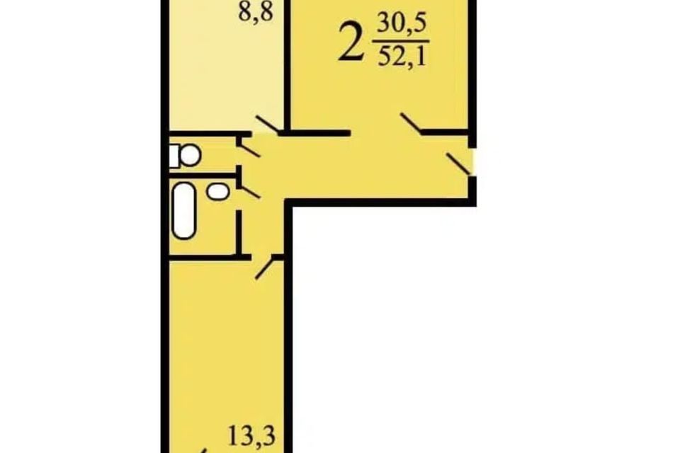 Продаётся 2-комнатная квартира, 52 м²