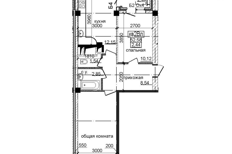 Продаётся 2-комнатная квартира, 53 м²