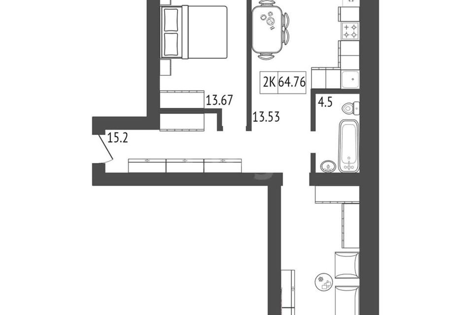 Продаётся 2-комнатная квартира, 63 м²
