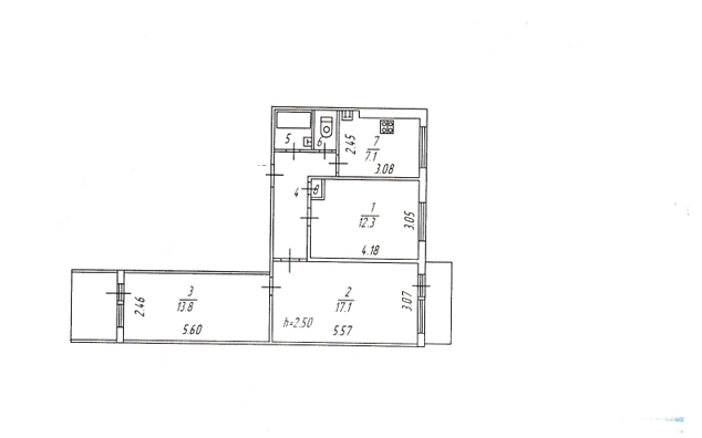 Продаётся 3-комнатная квартира, 60.8 м²