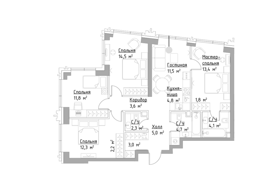 Продаётся 4-комнатная квартира, 95 м²