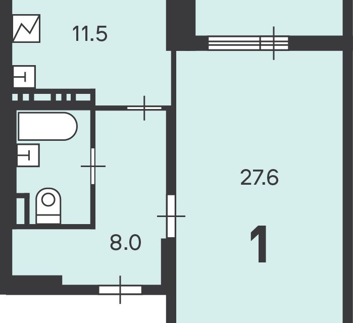 Продаётся 1-комнатная квартира, 51.3 м²