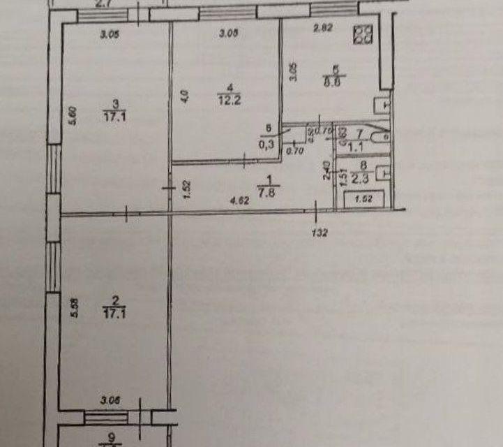 Продаётся 3-комнатная квартира, 69.8 м²