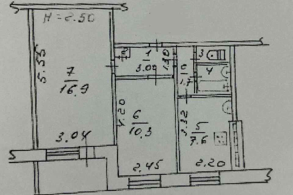 Продаётся 2-комнатная квартира, 44.5 м²