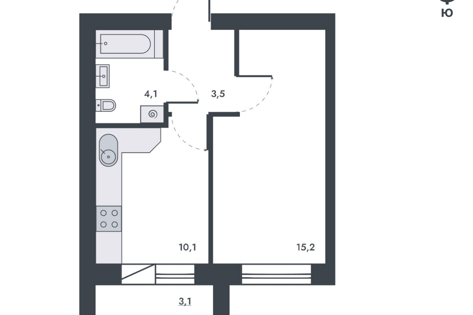 Продаётся 1-комнатная квартира, 33 м²