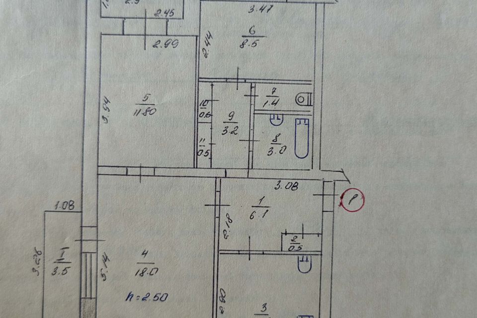 Продаётся 3-комнатная квартира, 62.8 м²