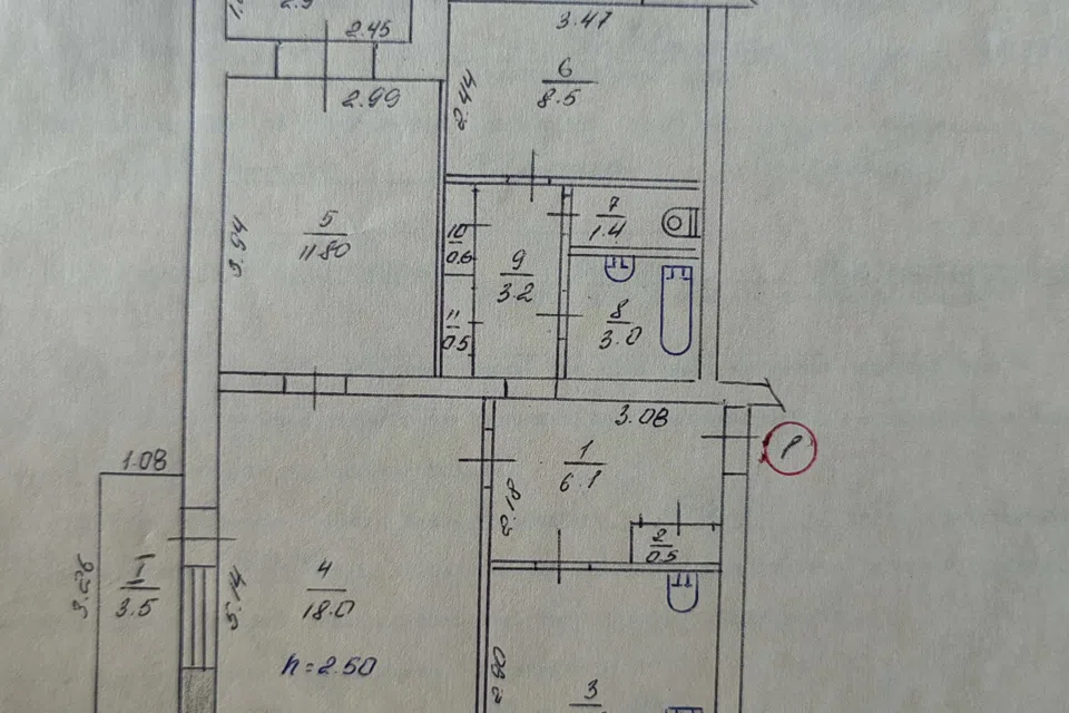 Продаётся 3-комнатная квартира, 62.8 м²