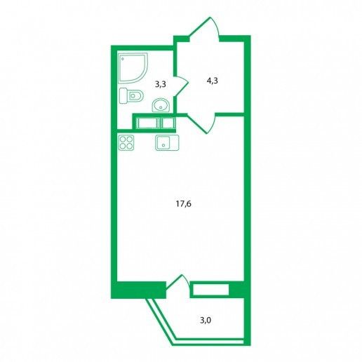 Продаётся студия, 27.2 м²