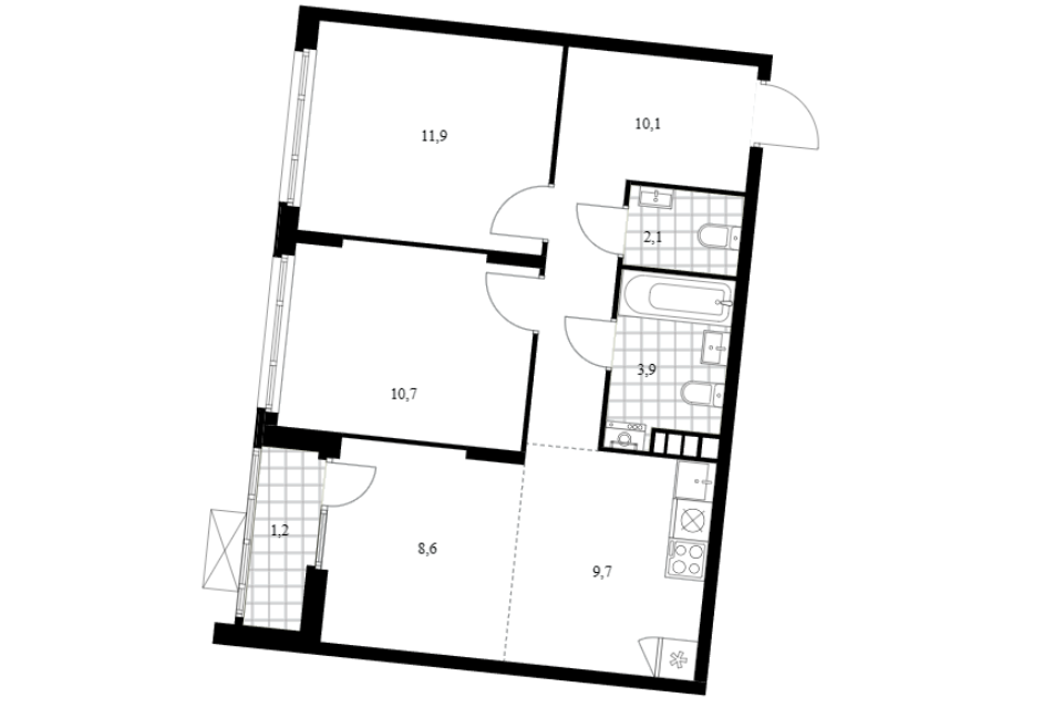 Продаётся 2-комнатная квартира, 58.2 м²