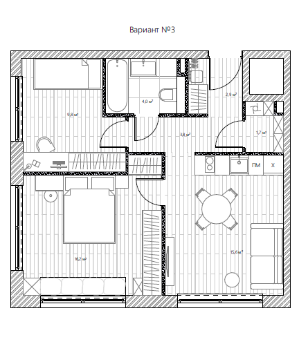 Продаётся 2-комнатная квартира, 54 м²