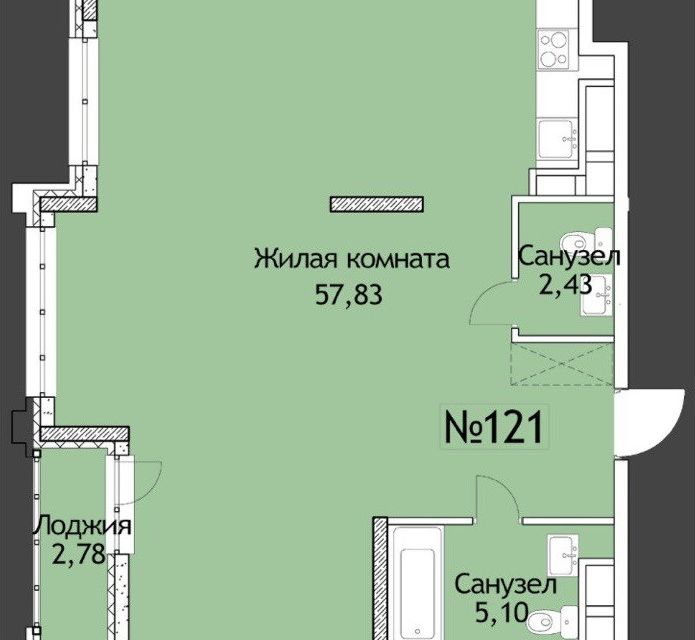 Продаётся 2-комнатная квартира, 67.9 м²